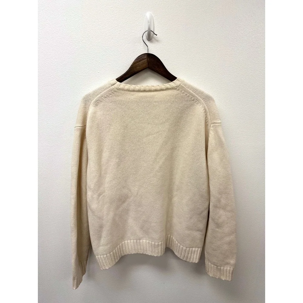 Tory Burch Lil‎ Grumps Graphic Wool Knit Sweater Ivory L